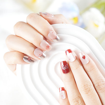 Romantic Heart-Themed Press-On Nail Set Acalora