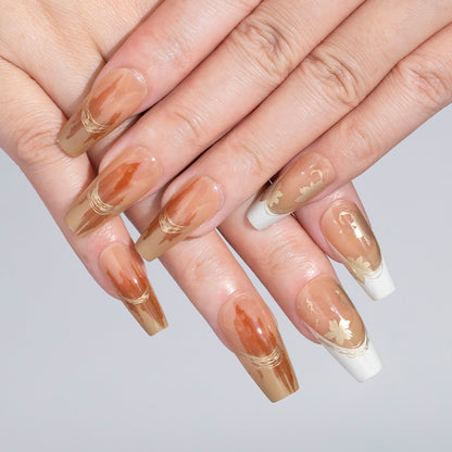 Artistic Floral Press-On Nail Design Acalora