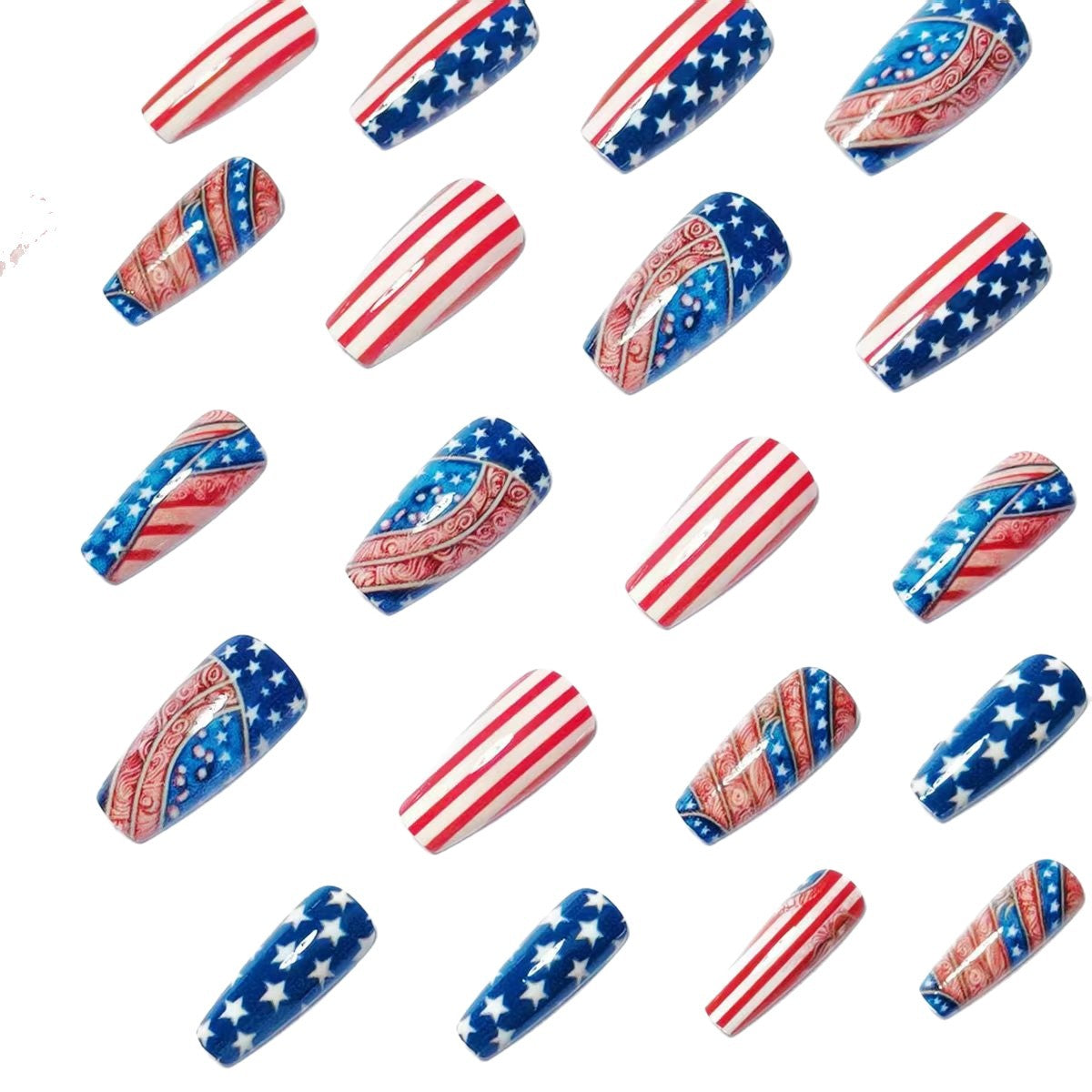 Patriotic Star and Stripes Nail Art Acalora