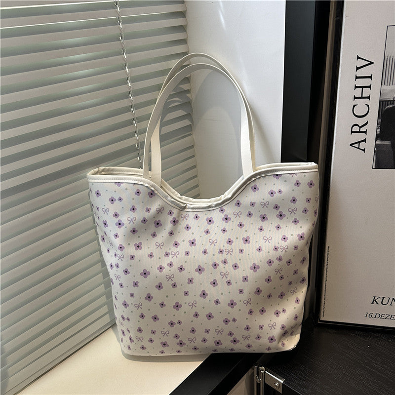 Floral Print Shopping Tote Bag Acalora