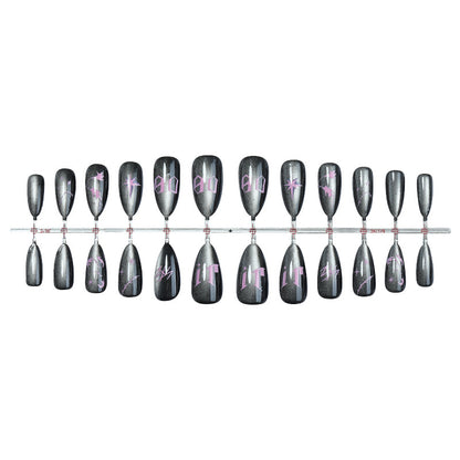 Artistic Press-On Nails Set with Chic Gothic Design Acalora