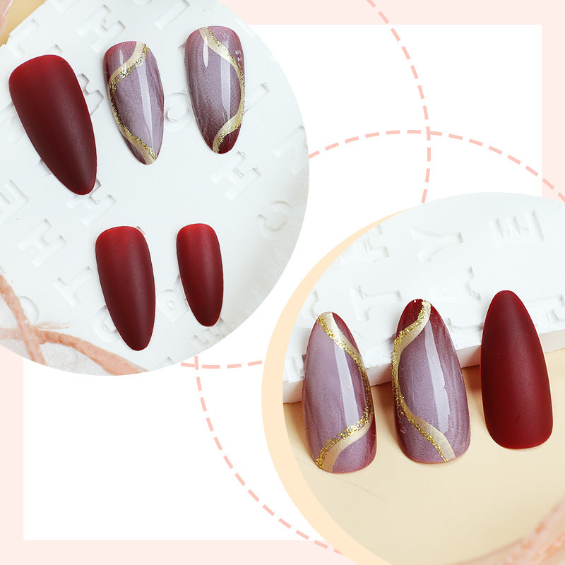 Elegant Press-On Nail Set with Artistic Floral and Glossy Designs Acalora