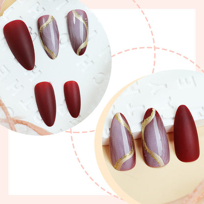 Elegant Press-On Nail Set with Artistic Floral and Glossy Designs Acalora