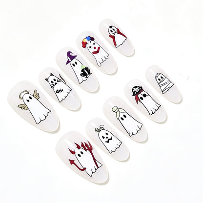 Halloween-Themed Ghost Design Press-On Nail Art Set Acalora