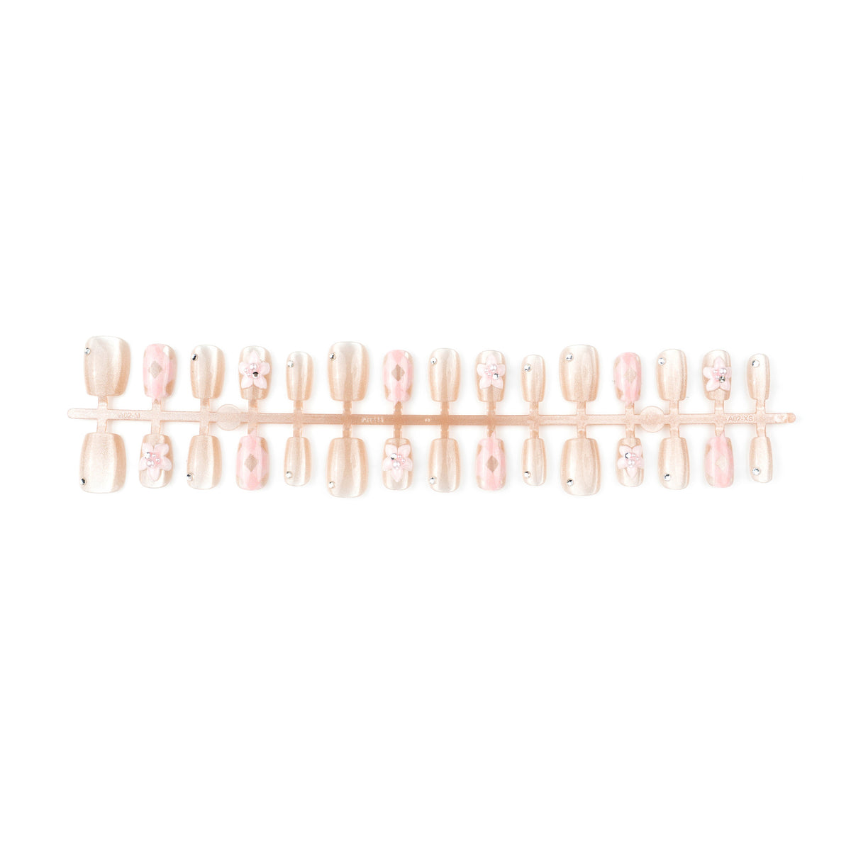 Artificial nail set with floral accents and glitter Acalora