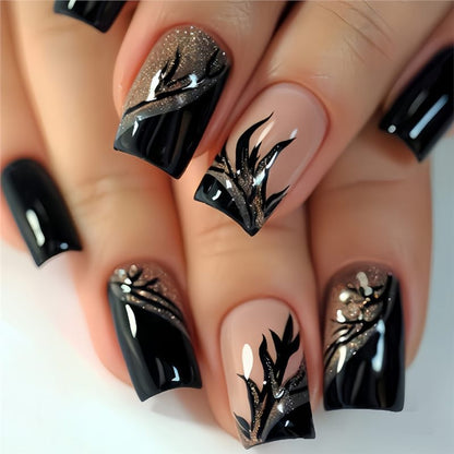 Glamorous Artistic Press-On Nails with Elegant Design Acalora