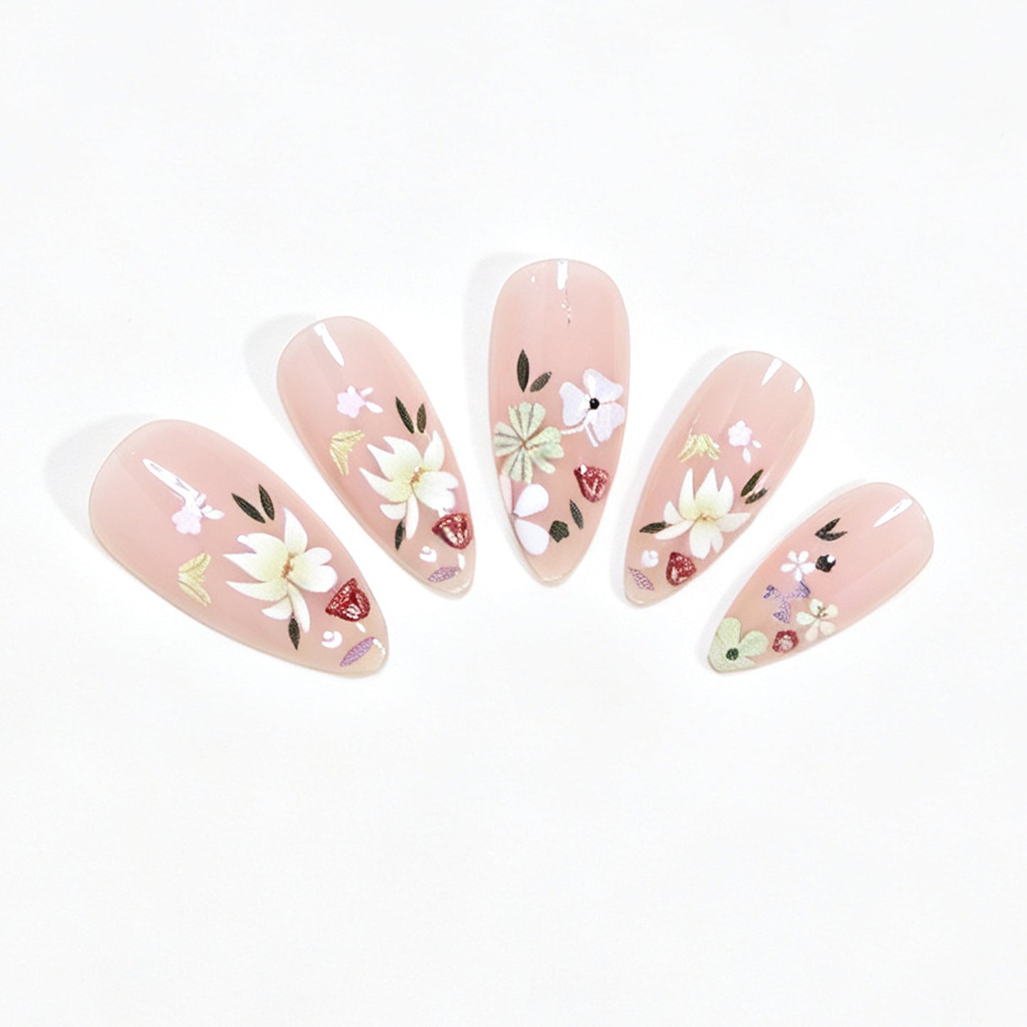 Floral Art Acrylic Nail Tips Acalora