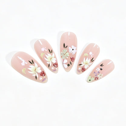 Floral Art Acrylic Nail Tips Acalora