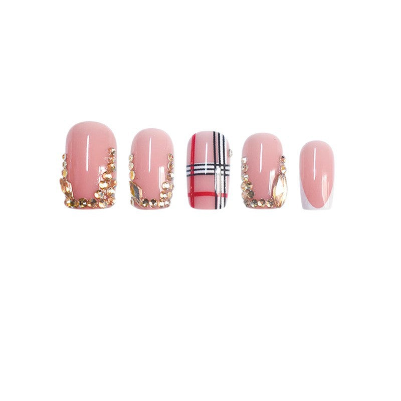 Decorative Press-On Nail Art with Gold Accents Acalora