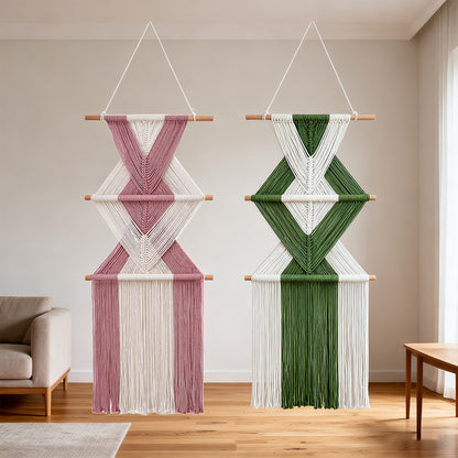 Macramé Wall Decor with Geometric Pattern Acalora