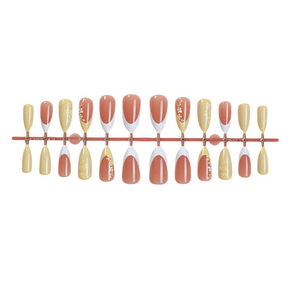 Premium Artistic Press-On Nail Set with Floral and Gem Accents Acalora