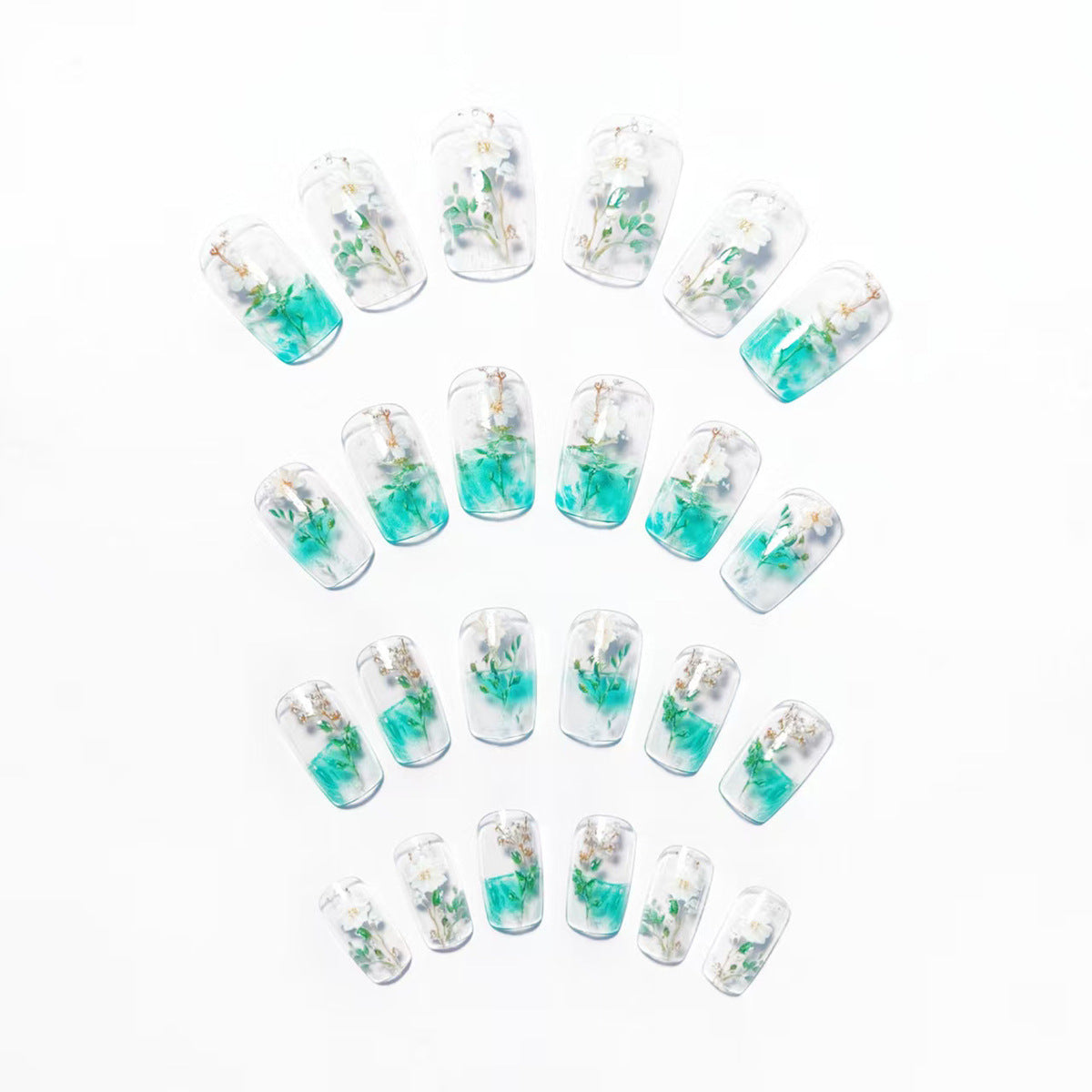 Floral Encased Gel Nail Art Acalora