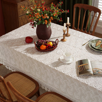 Elegant Embroidered Lace Table Cover