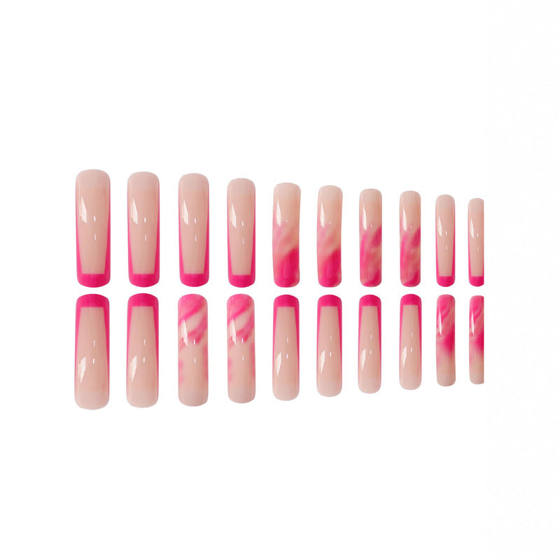 Trendy Long Marble Effect Press-On Nails Acalora