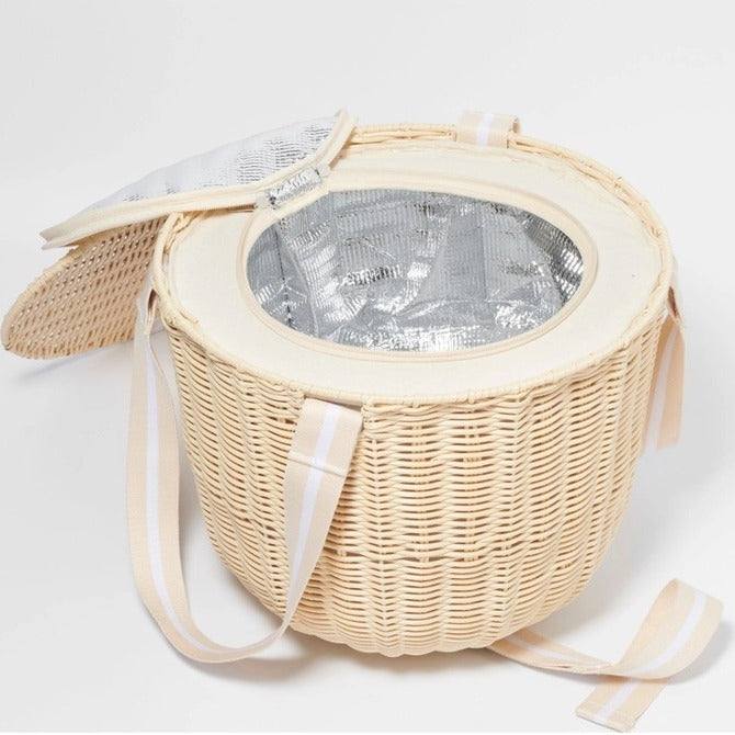 Women's picnic basket with integrated dinnerware set and practical insulation elements Karnz