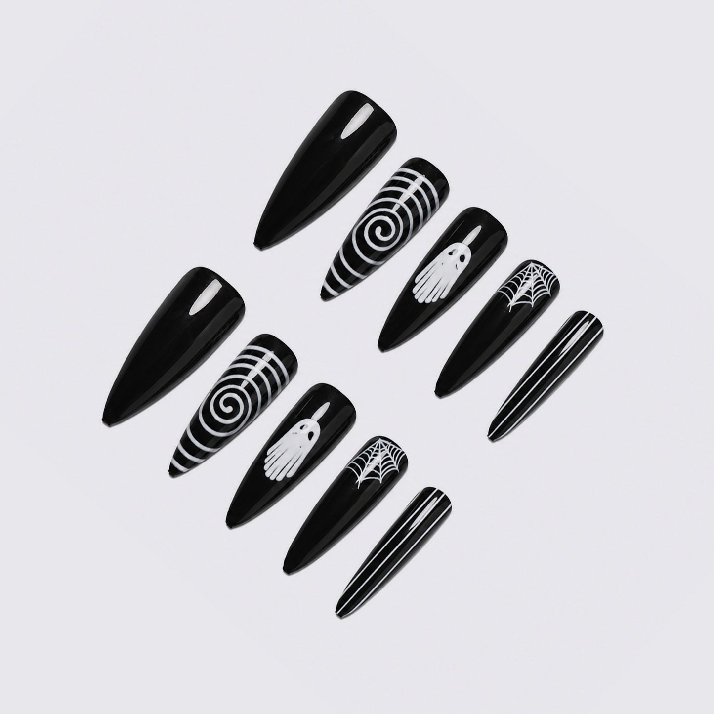 Gothic Themed Stiletto Press-On Nails Acalora