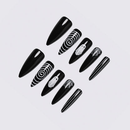 Gothic Themed Stiletto Press-On Nails Acalora