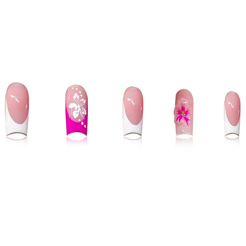 Floral Accent Decorative Press-On Nails Acalora
