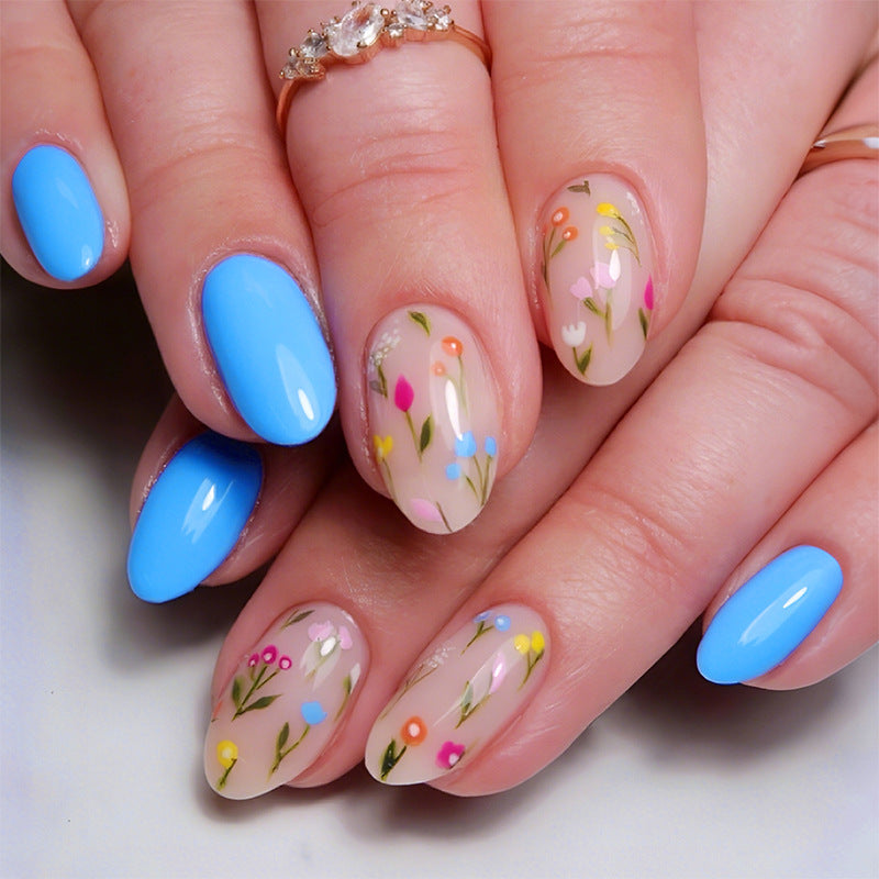 Detailed Floral Design Press-On Nail Set Acalora