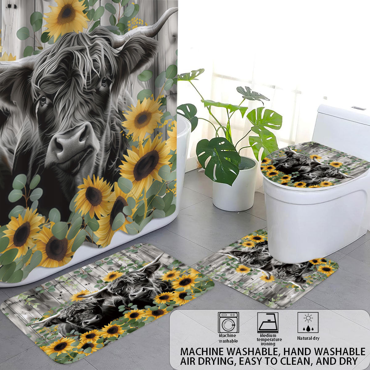 Digital Floral Print Bathroom Set