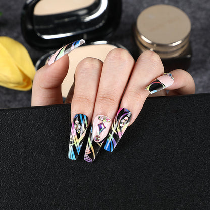 Artificial nail tips with colorful abstract design Acalora