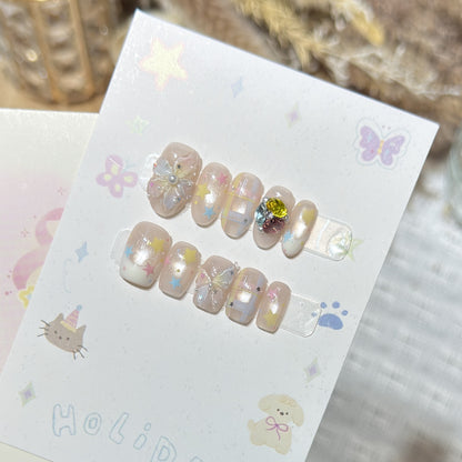Decorative Press-On Nail Art Set with Gem Accents Acalora