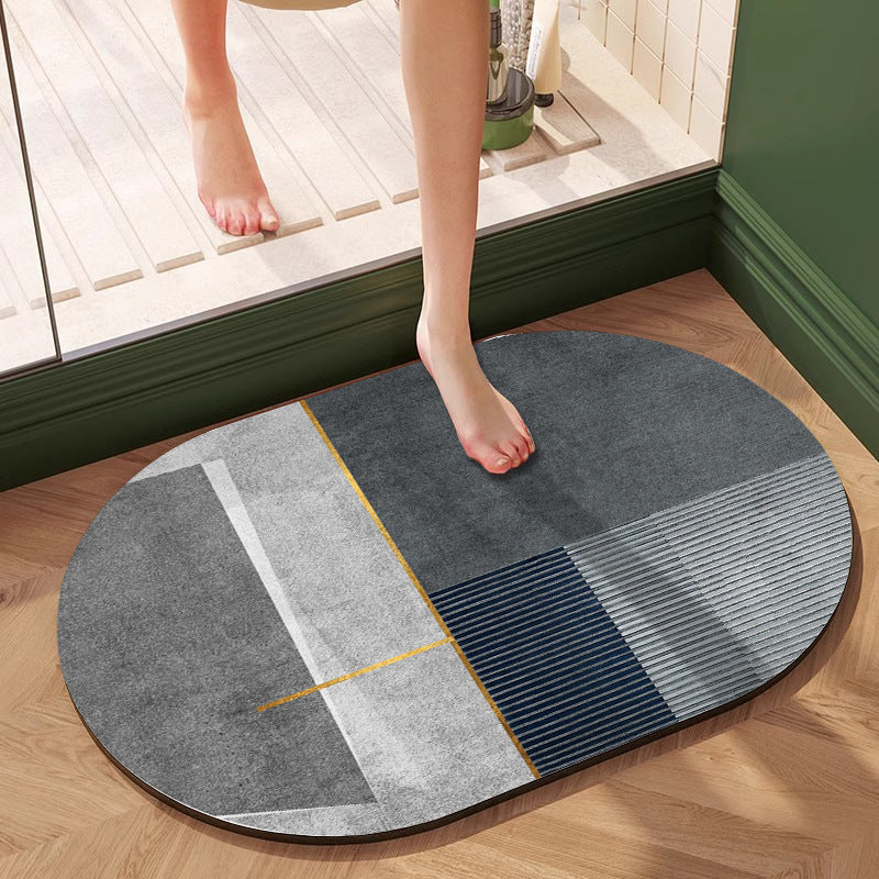 Textured Geometric Bath Mat Acalora