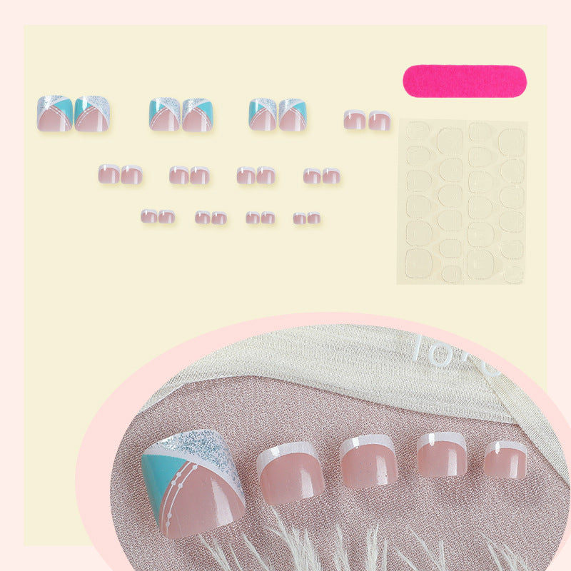 Stylish Gel Press-On Nail Set with Geometric Design Acalora