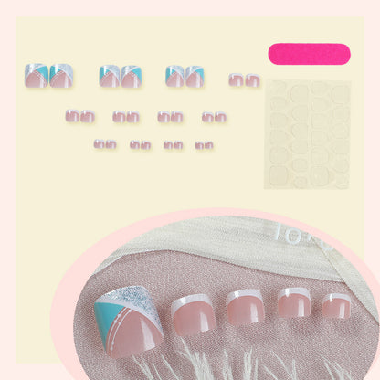 Stylish Gel Press-On Nail Set with Geometric Design Acalora