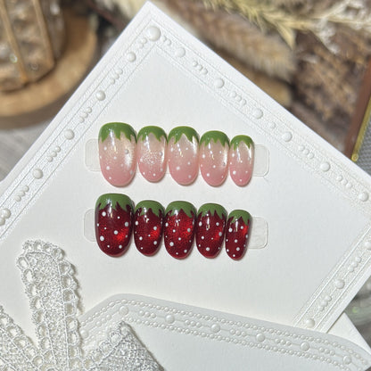 Artistic Strawberry Design Press-On Nail Set Acalora