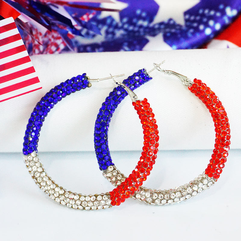 Women's large hoop earrings with rhinestone embellishment and rhodium-plated setting Bowlift