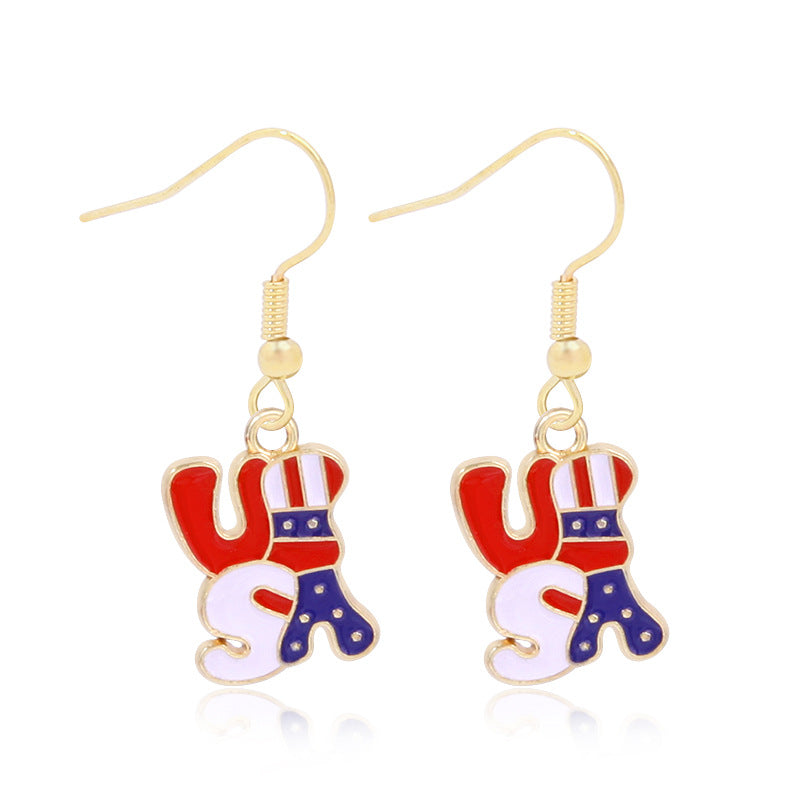 Women's lightweight star earrings with enamel flag design and fishhook Kalsten