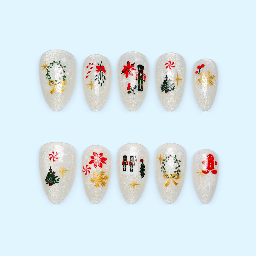 Artificial nails with festive Christmas designs Acalora