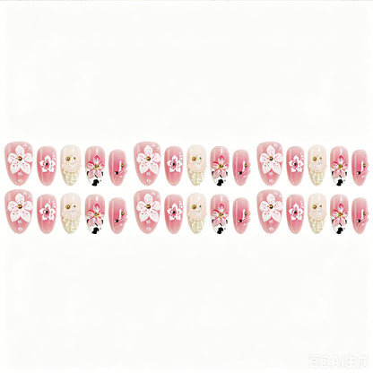 Artificial nail set with elegant floral accents Acalora