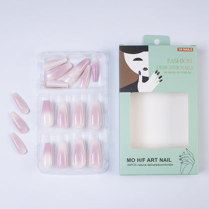 Artificial nails with delicate ombre effect and floral accents Acalora