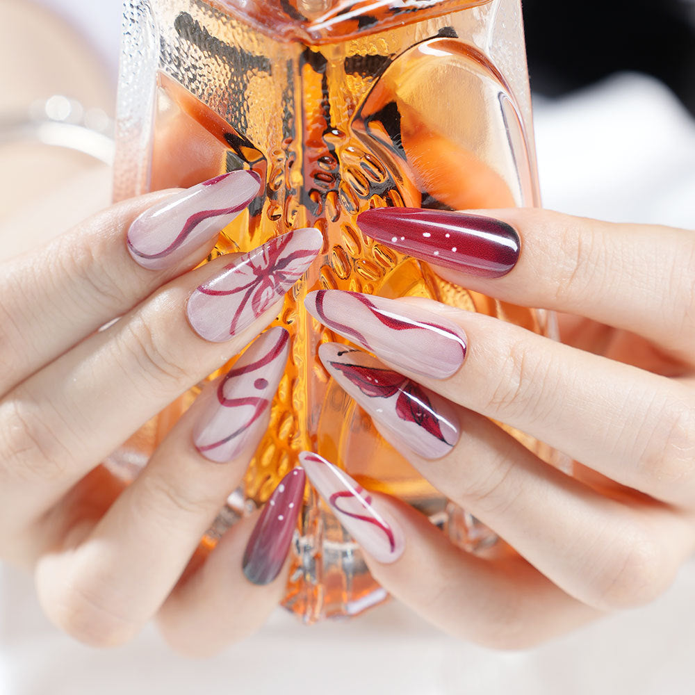 Artistic Long Press-On Nail Design Acalora