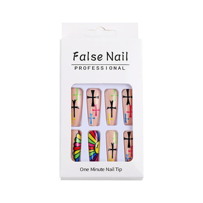 Artificial Nails Set with Creative Cross Pattern Acalora