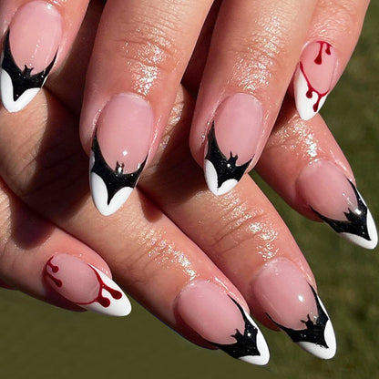 Artistic Press-On Nail Set with Unique Graphic Designs Acalora