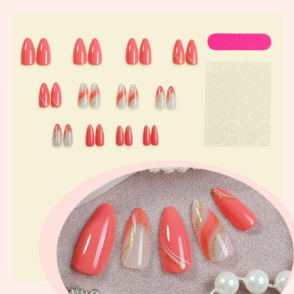Premium Gel Press-On Nail Set with Elegant Swirls and Shimmering Accents Acalora