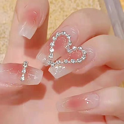 Artificial nails with romantic heart decorations Acalora