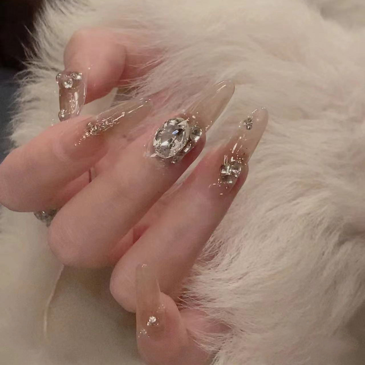 Artistic Gemstone Nail Design Acalora