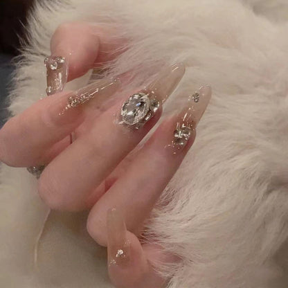Artistic Gemstone Nail Design Acalora
