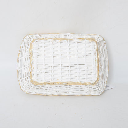 Decorative storage basket with braided frame