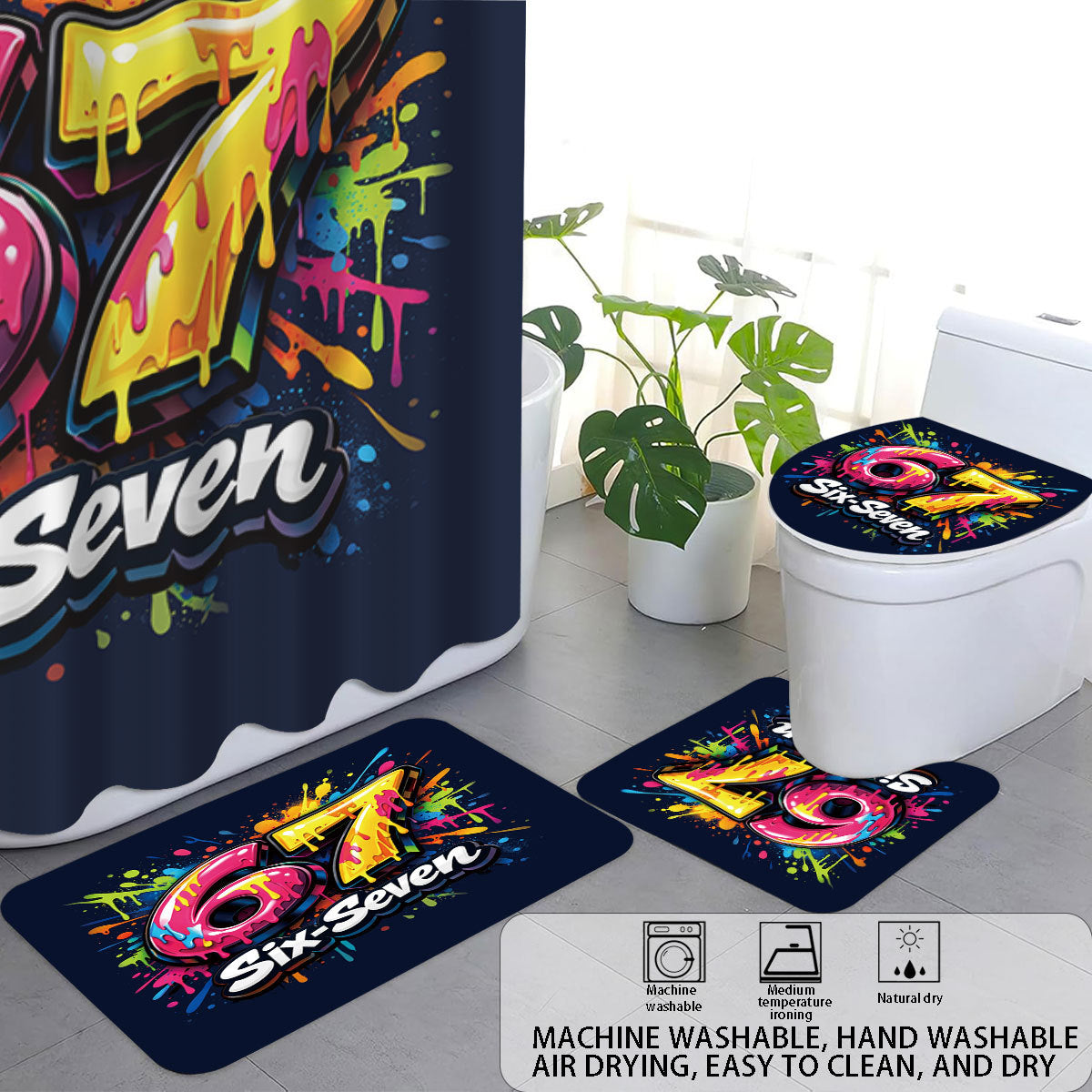 Digital Art-Themed Four-Piece Bathroom Set