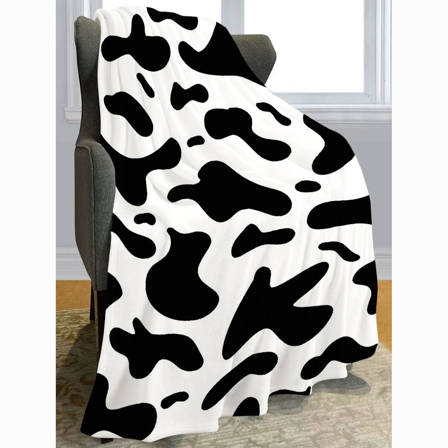 Cozy Cow Print Fleece Throw Blanket