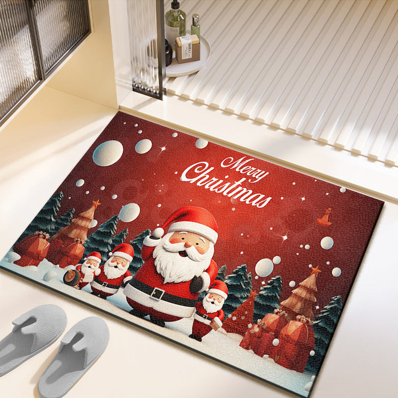 Festive Christmas-Themed Bath Mat