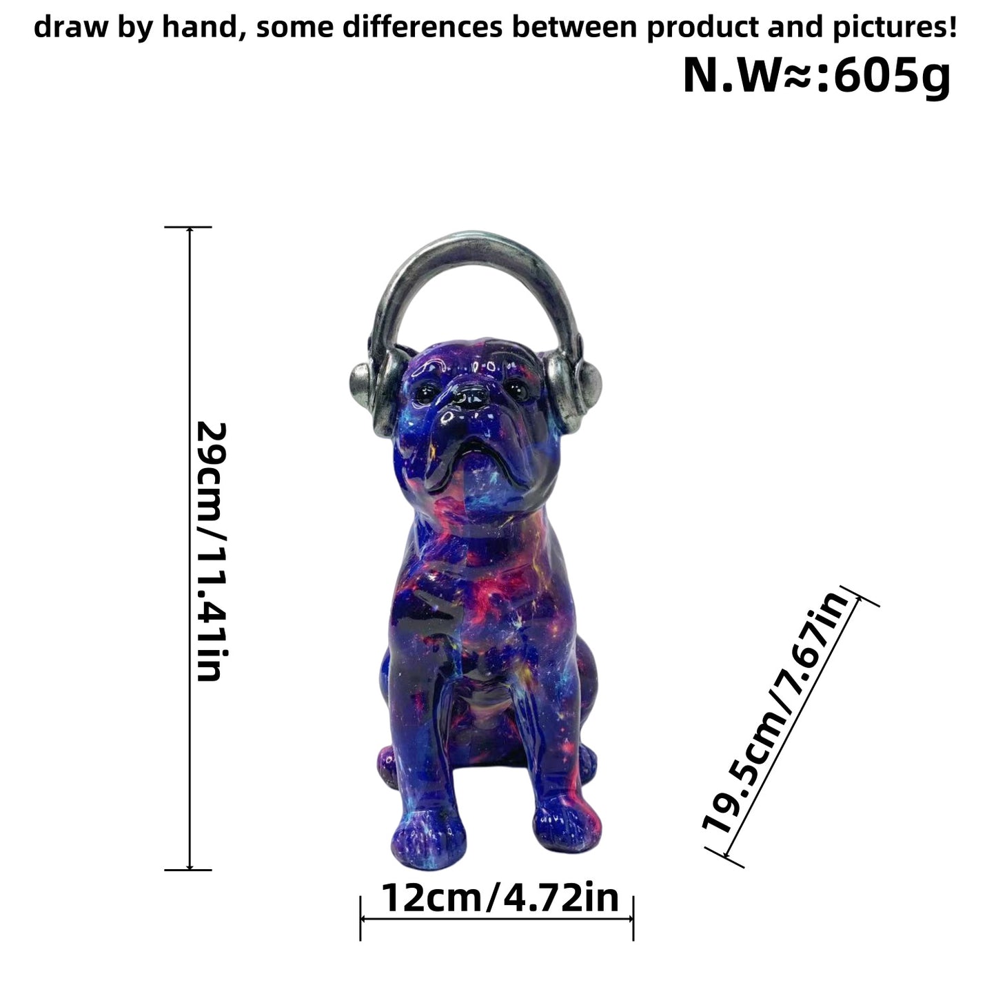 Creative Bulldog Sculpture with Headphones Acalora
