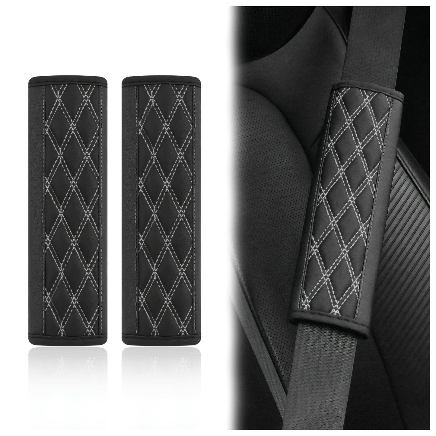 Quilted PU Leather Seat Belt Shoulder Pads Bowlift