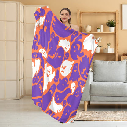 Cozy Halloween-Themed Fleece Blanket