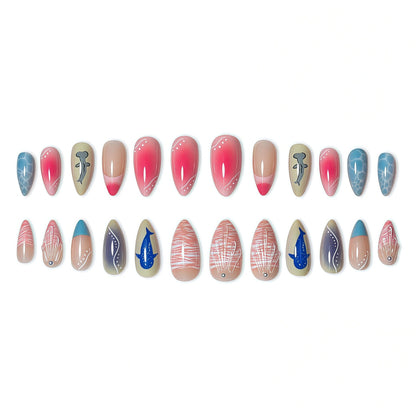 Artistic Coastal Themed Press-On Nails Acalora